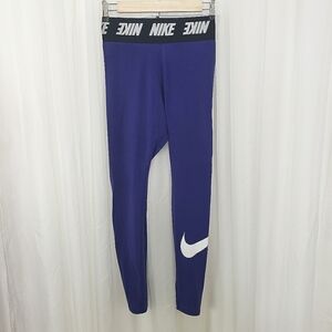 Nike blue legging wide logo waistband size small